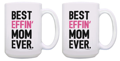 Gifts for Mom Best Effin Mom Ever Mom Gag Gifts Funny Birthday Gifts for Mom 2 Pack 15Oz Coffee Mugs
