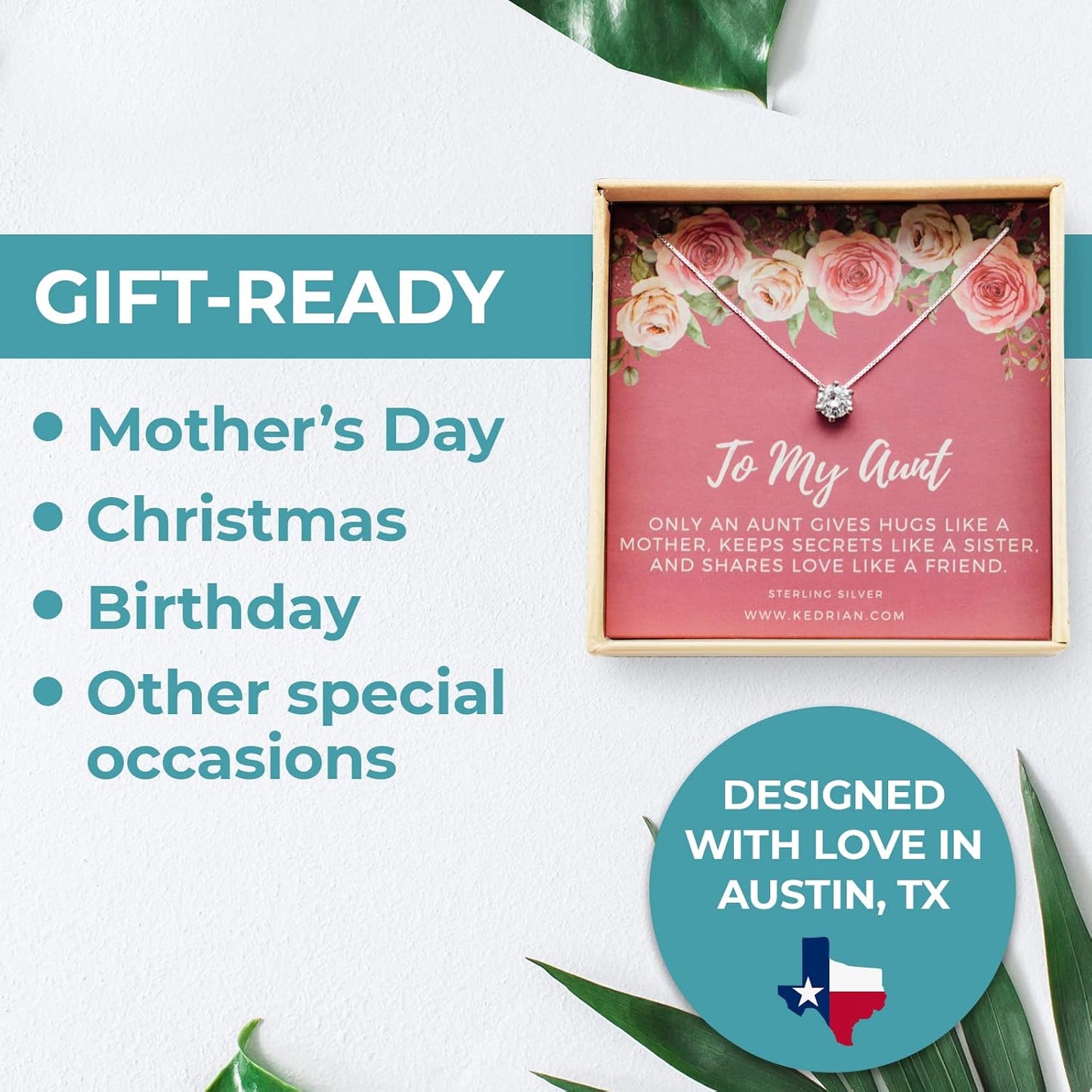 Aunt Necklace, 925 Sterling Silver Aunts Pendant Necklaces, Best Aunt Gifts from Niece and Nephew, Mothers Day Gifts for Aunt, Best Aunt Ever Gift Jewelry, Best Aunt Jewelry,To My Aunt Jewelry