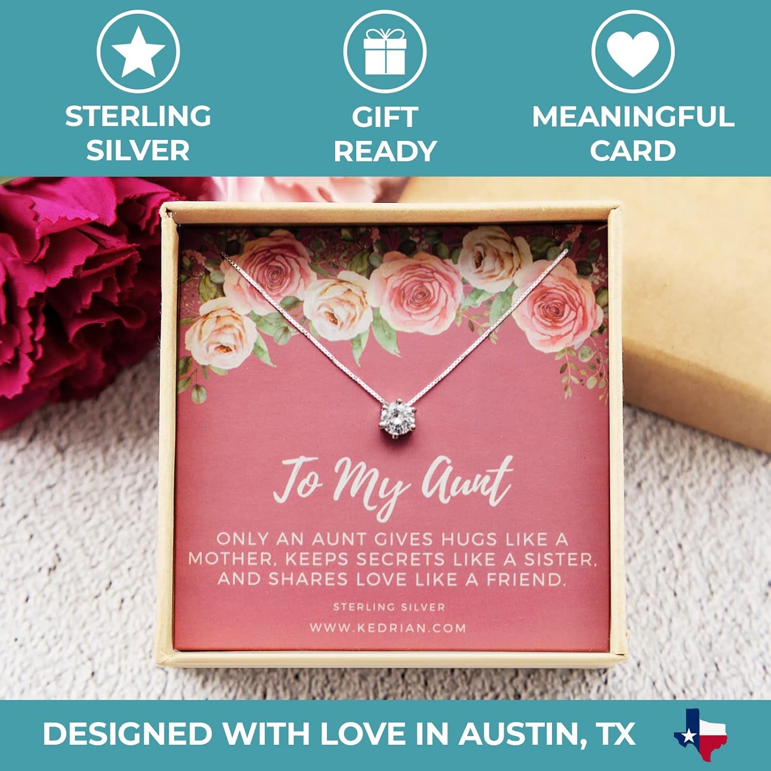 Aunt Necklace, 925 Sterling Silver Aunts Pendant Necklaces, Best Aunt Gifts from Niece and Nephew, Mothers Day Gifts for Aunt, Best Aunt Ever Gift Jewelry, Best Aunt Jewelry,To My Aunt Jewelry