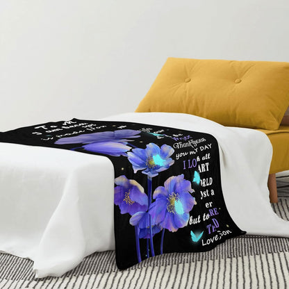 Personalized Soft Flannel Throw Blanket for Mom from Son - Butterfly Custom 50"X60" - Christmas, Thanksgiving, Birthday Gifts