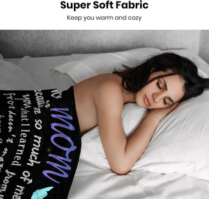 Personalized Soft Flannel Throw Blanket for Mom from Son - Butterfly Custom 50"X60" - Christmas, Thanksgiving, Birthday Gifts