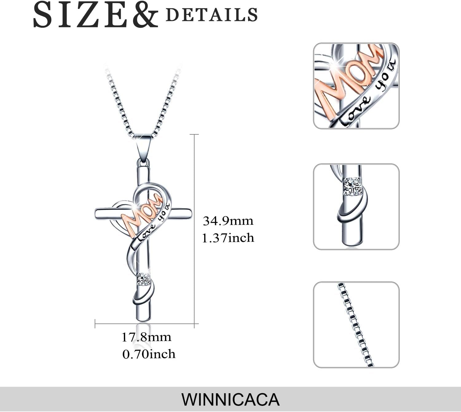 Gifts for Mom from Daughter Cross Jewelry for Mom Sterling Silver Birthstone Necklaces for Mom Birthday Gifts for Mom from Daughter Happy Birthday Mom Best Gifts from Son