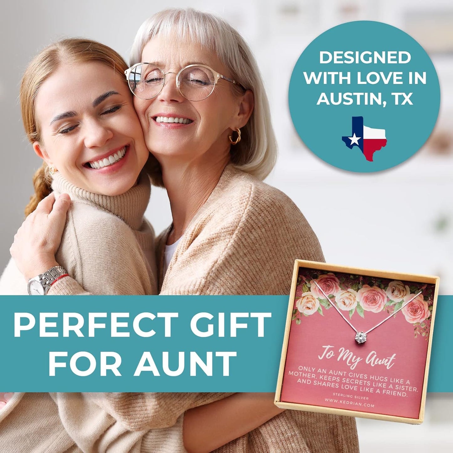 Aunt Necklace, 925 Sterling Silver Aunts Pendant Necklaces, Best Aunt Gifts from Niece and Nephew, Mothers Day Gifts for Aunt, Best Aunt Ever Gift Jewelry, Best Aunt Jewelry,To My Aunt Jewelry