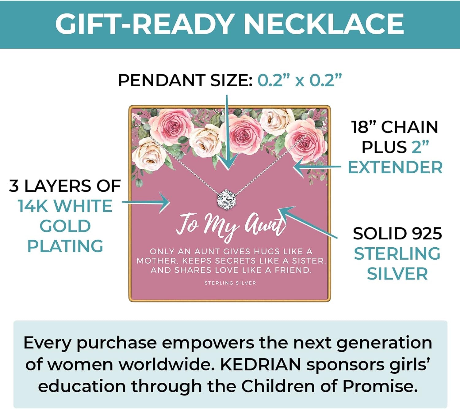 Aunt Necklace, 925 Sterling Silver Aunts Pendant Necklaces, Best Aunt Gifts from Niece and Nephew, Mothers Day Gifts for Aunt, Best Aunt Ever Gift Jewelry, Best Aunt Jewelry,To My Aunt Jewelry