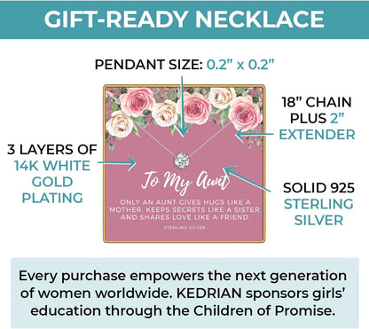 Aunt Necklace, 925 Sterling Silver Aunts Pendant Necklaces, Best Aunt Gifts from Niece and Nephew, Mothers Day Gifts for Aunt, Best Aunt Ever Gift Jewelry, Best Aunt Jewelry,To My Aunt Jewelry