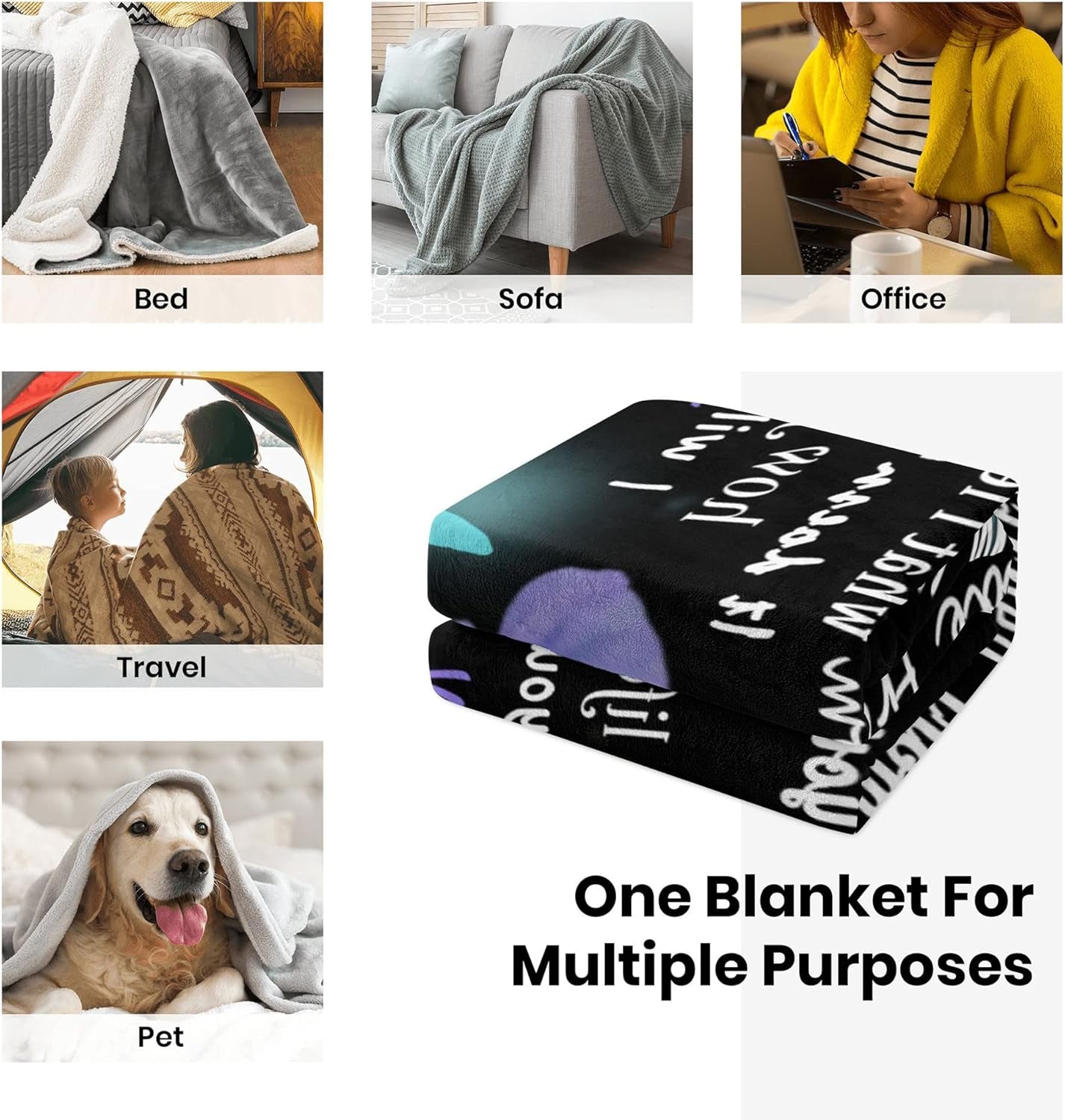 Personalized Soft Flannel Throw Blanket for Mom from Son - Butterfly Custom 50"X60" - Christmas, Thanksgiving, Birthday Gifts